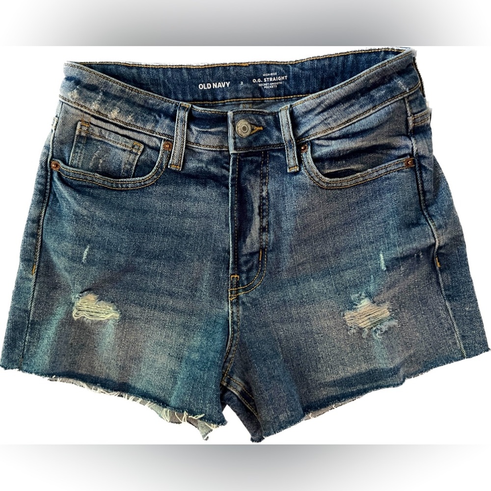 ⭐️ OLD NAVY ⭐️ HIGH RISE OG DISTRESSED DENIM SHORTS SIZE 2